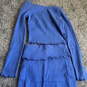 2 piece fitted crop top and skirt